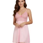 Women’s Satin Babydoll Nighty – Baby Pink