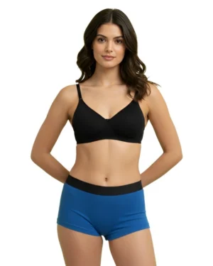 blue antibacterial bamboo modal boxer brief panty for women