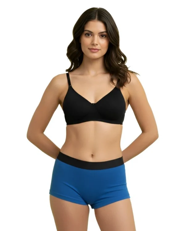 blue antibacterial bamboo modal boxer brief panty for women