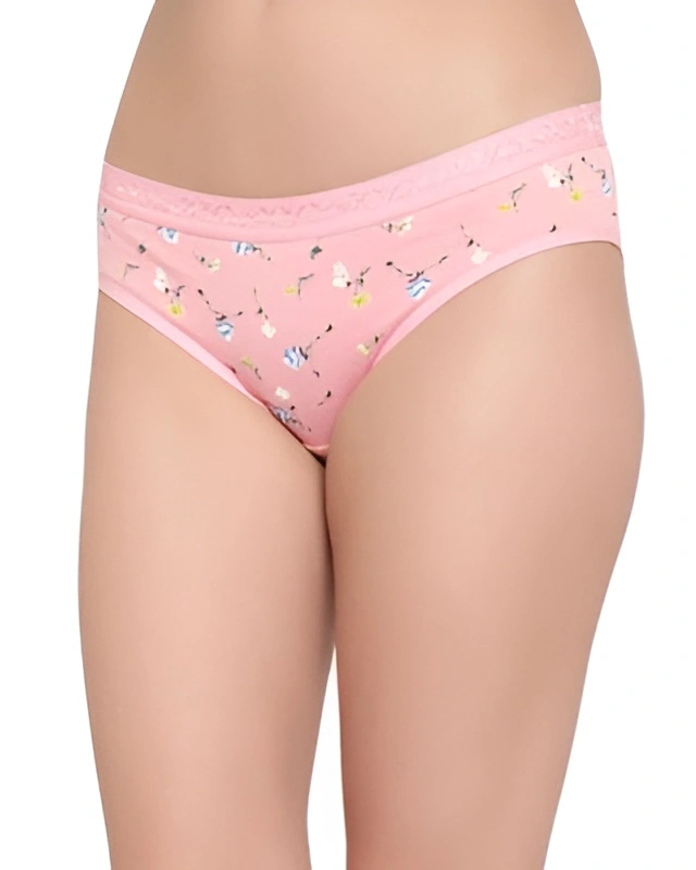 Pink Floral Low Waist Cotton Hipster Panty
