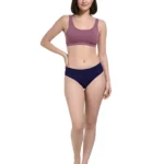 Solid Navy Cotton Hipster Panty for women