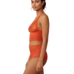 Red Self Design Bra Panty Set