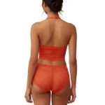 Red Self Design Bra Panty Set