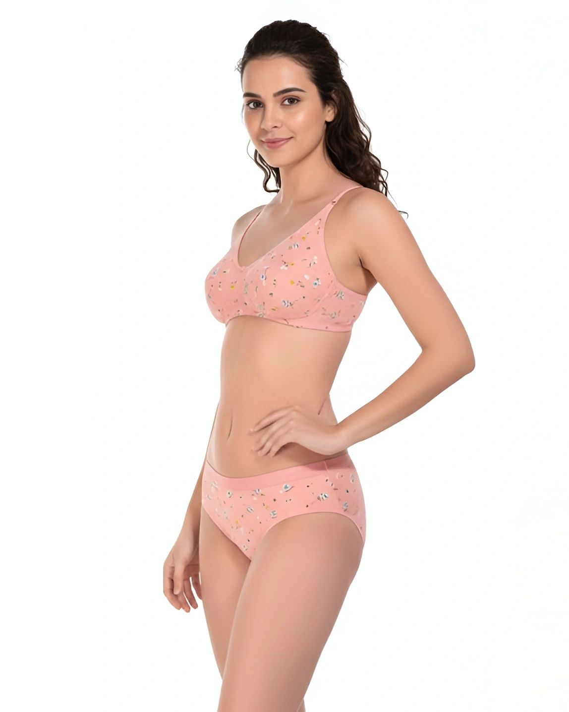 Pink Floral Bra Panty Set