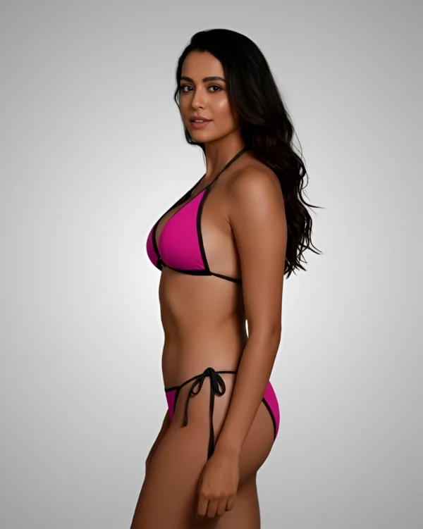 premium pink nylon lycra bikini set