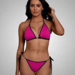 Premium Pink Nylon Lycra Bikini Set