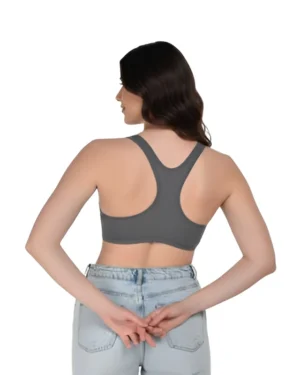 Women’s Grey Racerback Cotton Sports Bra