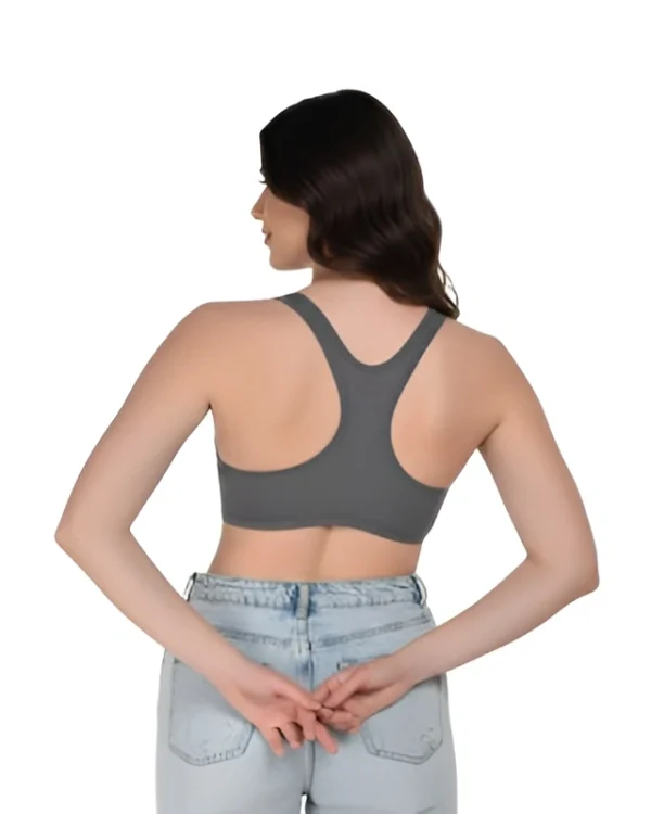 Women’s Grey Racerback Cotton Sports Bra