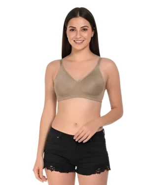 HivraSoft Beige Cotton Non-Padded Breathable Everyday Comfort Bra for Women