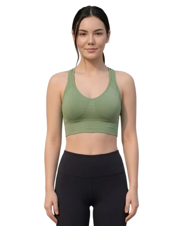 Olive Green Seamless Sports Bra for Women