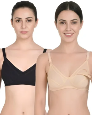 Black & Beige Maternity Bra Combo (Pack of 2)