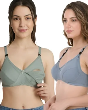 Green & Grey Maternity Bra Combo for Women | Hivra Soft Sets