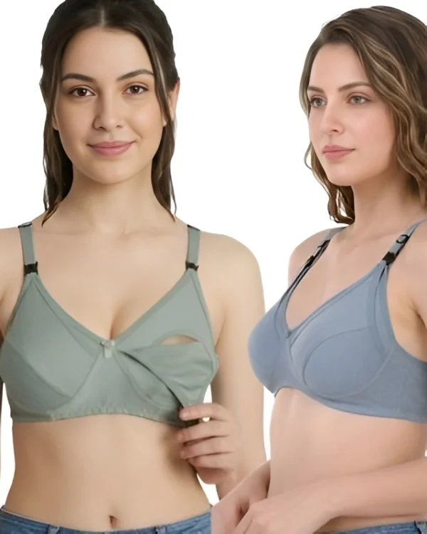 Green & Grey Maternity Bra Combo for Women | Hivra Soft Sets