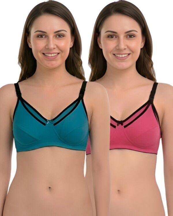 Teal Blue & Pink Maternity Bra Combo (Pack of 2)