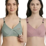 Hivra Soft Pink and Green Maternity Bra Combo for Women Set Packs