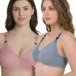 Pink & Grey Nursing Bra Combo for Women | Hivra Soft Maternity