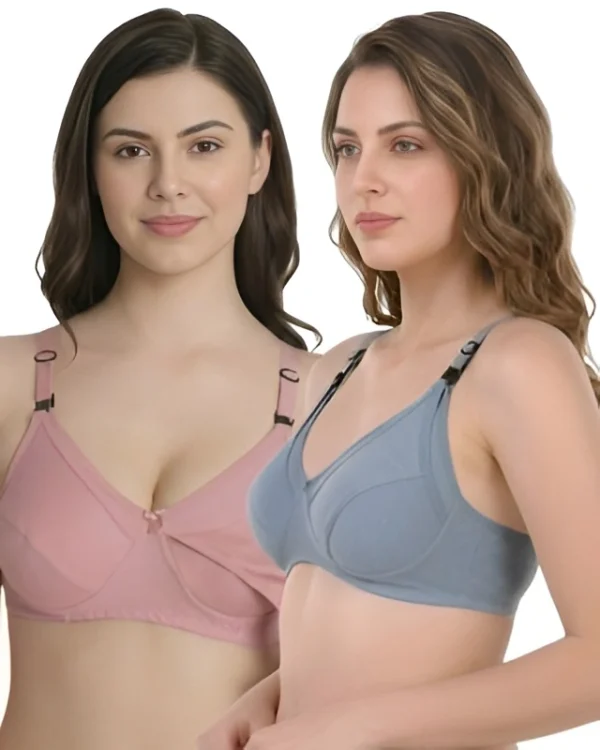 Pink & Grey Nursing Bra Combo for Women | Hivra Soft Maternity