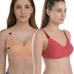 Red & Skin Maternity Bra Combo (Pack of 2) for Women
