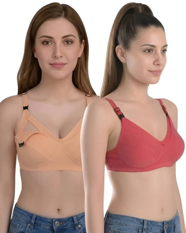 Red & Skin Maternity Bra Combo (Pack of 2) for Women