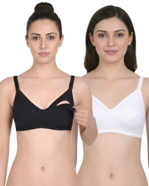 White & Black Maternity Bra Combo (Pack of 2)