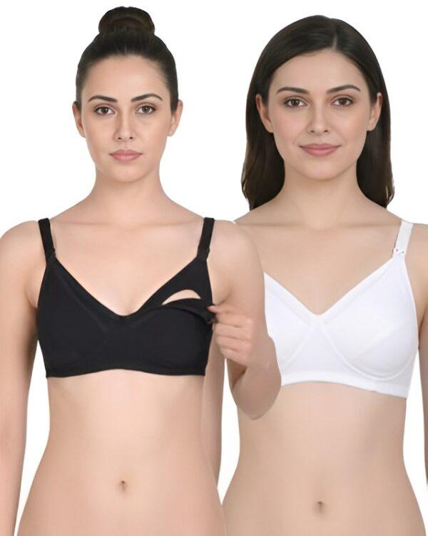 White & Black Maternity Bra Combo (Pack of 2)