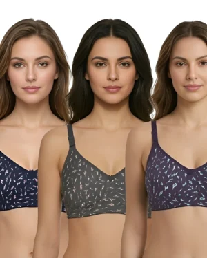 Purple Grey Blue Bra Combo (Pack of 3)