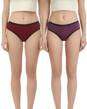 Hivra Soft Maroon and Purple Panties for Women Cotton Pack Combo2