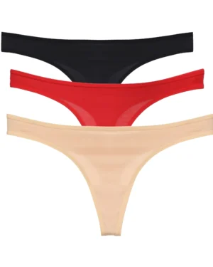 Hivra Soft Red Black Beige Thong for Women Pack of 3 Set