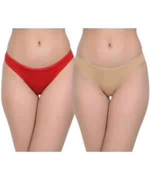 Red & Beige Thong for Women | Hivra Premium Ultra-Soft Combo Pack