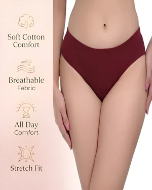 Maroon Cotton Brief Panty