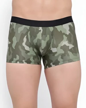 Olive Green Camouflage Print Trunks