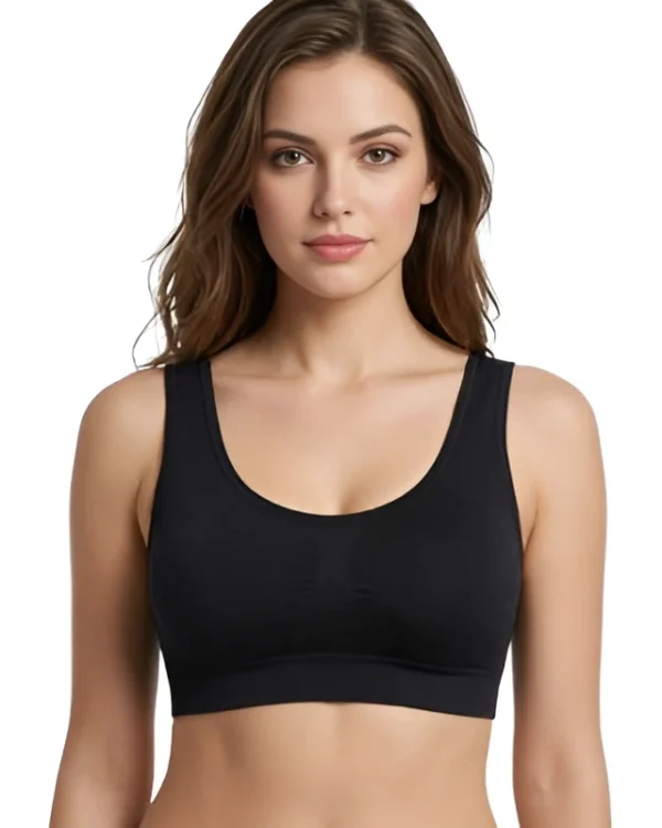 Black Seamless Sports Bra for Women