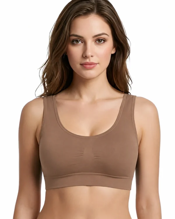 Dark Beige Seamless Sports Bra for Women