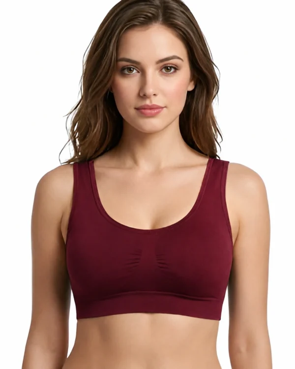 Maroon Seamless Sports Bra for Women