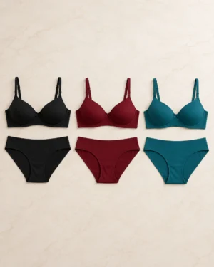 cotton padded bra panty pack of 3