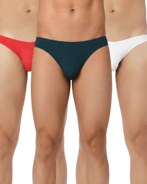 Men’s Premium Micro Modal Briefs Combo Pack of 3 | Soft, Stretchable & Breathable Fabric | Red, Green & White