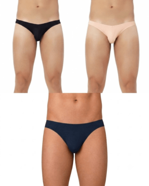 Men’s Micro Modal Briefs Combo Pack of 3 | Soft, Stretchable & Breathable Fabric | Black, Peach & Navy Blue